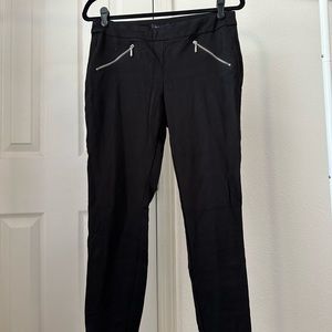 Black work pants with zipper detailing